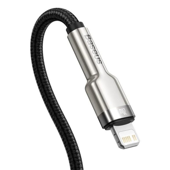 Tip C - Cablu de date iPhone cu 8 pini, 20 W, negru, husă din nailon împletit, 1 M, Baseus CATLJK-A01