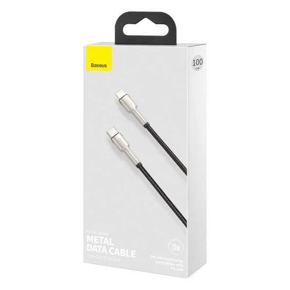 Tip C - Cablu de date iPhone cu 8 pini, 20 W, negru, husă din nailon împletit, 1 M, Baseus CATLJK-A01