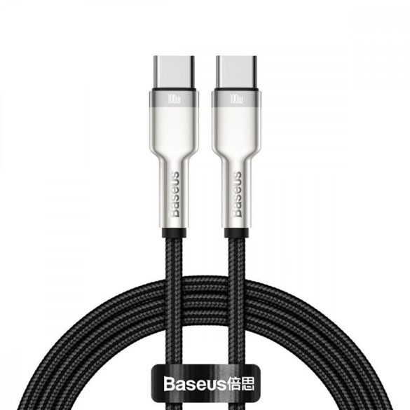 Baseus "Cafule Metal" QC Type-C - Cablu de date din material negru tip C 1M 100W 5A