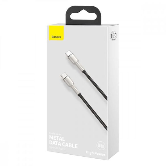 Type-C - Cablu de date de încărcare rapidă de tip C, 2M, 100W, 5A, negru, Baseus Cafule Metal