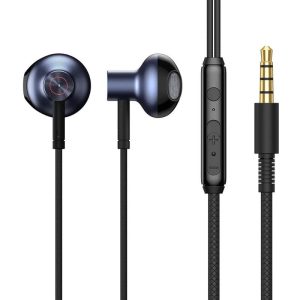 Căști stereo cu fir cu conector jack, control volum, negru, Baseus Encok H19 NGH19-01