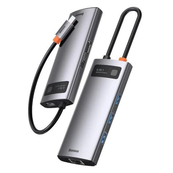 Docking station, adaptor HUB, 6in1, gri, Baseus