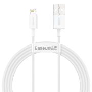   Cablu de date pentru încărcare rapidă iPhone cu 8 pini, alb, 1,5 M, 2,4 A, Seria Baseus Superior