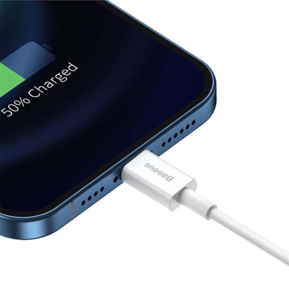 Cablu de date pentru încărcare rapidă iPhone cu 8 pini, alb, 1,5 M, 2,4 A, Seria Baseus Superior