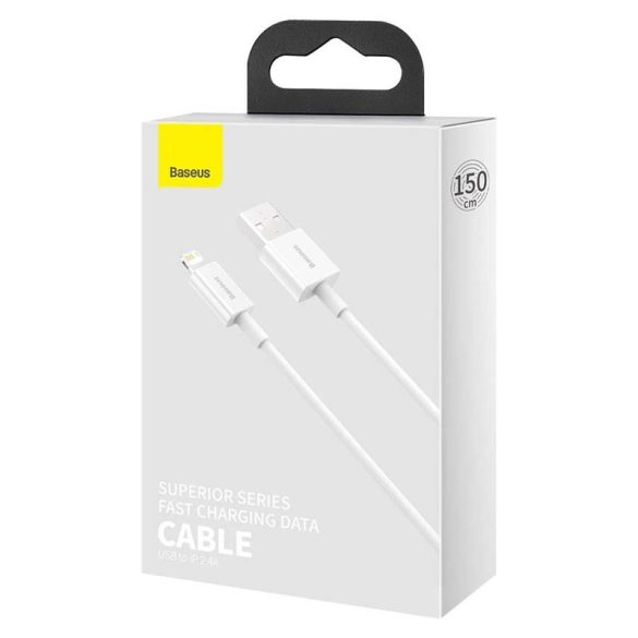 Cablu de date pentru încărcare rapidă iPhone cu 8 pini, alb, 1,5 M, 2,4 A, Seria Baseus Superior