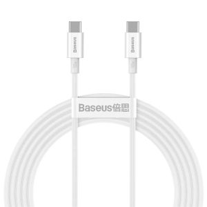 Type-C - Cablu de date de încărcare rapidă de tip C, alb, 2M, 100W, Seria Baseus Superior