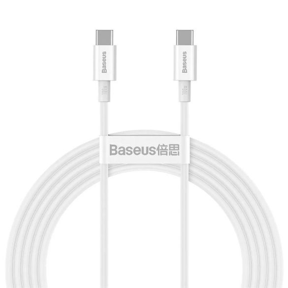 Type-C - Cablu de date de încărcare rapidă de tip C, alb, 2M, 100W, Seria Baseus Superior