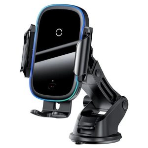 Suport auto pentru bord/parbriz/aer aer cu încărcător fără fir, argintiu, Baseus Light Electric WXHW03-01