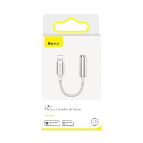 Adaptor audio/HF, iPhone 8pin - mufă de 3,5 mm, alb, Baseus CALL3-02