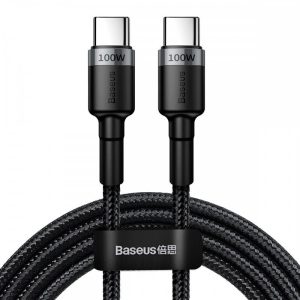 Cablu de date țesătură Baseus Type-C - Type-C negru-gri 2m 5A