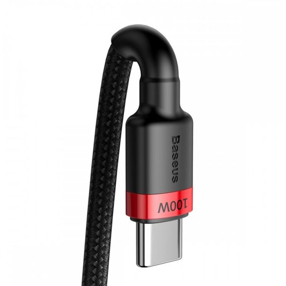 Cablu de date țesătură Baseus Type-C - Type-C negru-roșu 2m 5A