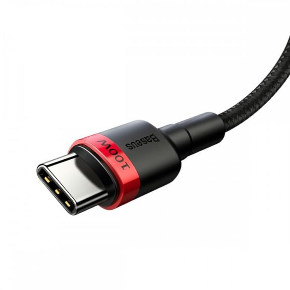 Cablu de date țesătură Baseus Type-C - Type-C negru-roșu 2m 5A