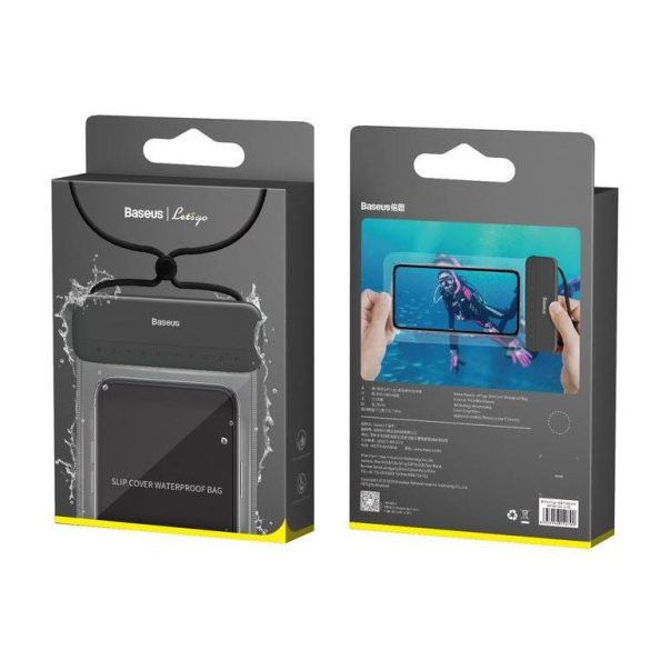 Huse universale impermeabile pentru telefon, 7.2", transparent / gri-negru, PVC + ABS + silicon, IPX8, Baseus Let's Go
