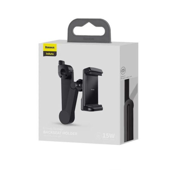 Suport pentru telefon pentru tetiera cu încărcător wireless, 15 W, negru, Baseus Energy Storage WXHZ-01