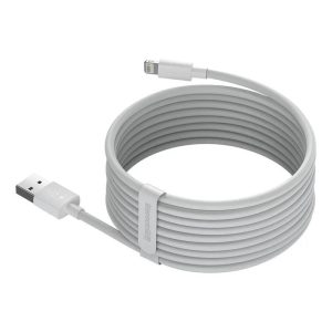Cablu de date pentru încărcare rapidă iPhone cu 8 pini, alb, 1,5 M, 2,4 A, 2 buc/pachet, Baseus Simple Wisdom