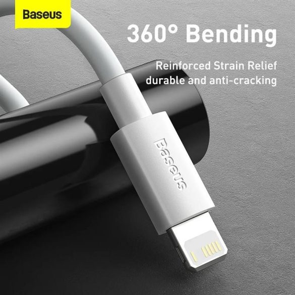 Cablu de date pentru încărcare rapidă iPhone cu 8 pini, alb, 1,5 M, 2,4 A, 2 buc/pachet, Baseus Simple Wisdom