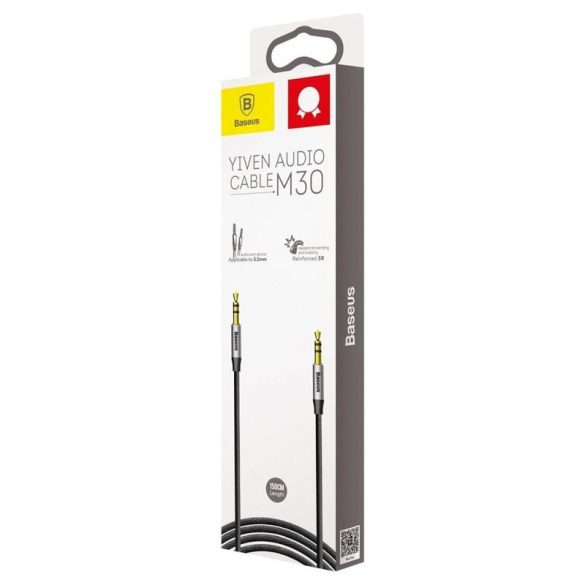 Cablu audio jack-jack (3,5 mm), acoperit cu material, negru, 1M, Baseus M30