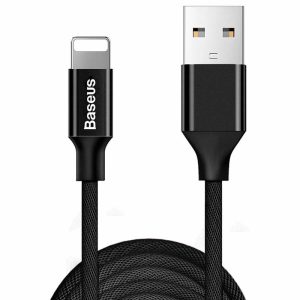 iPhone 8pin - cablu de date USB-A, acoperit cu material, negru, 3M, 1.5A, Baseus CALYW-C01