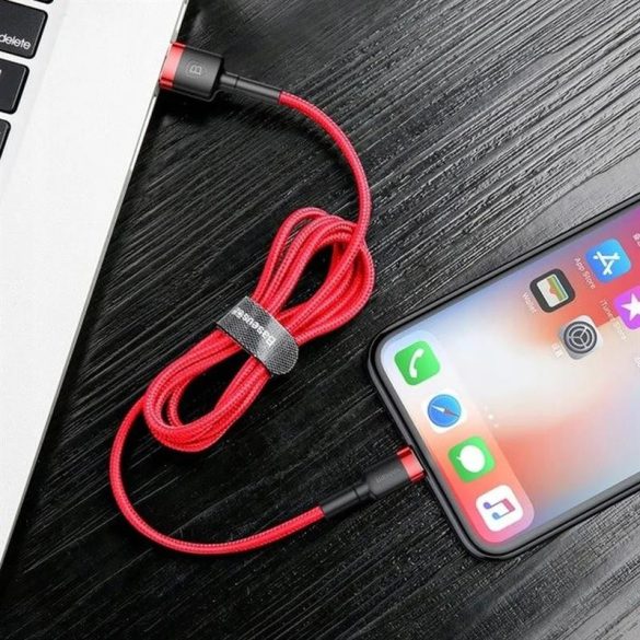 iPhone 8pin - Cablu de date USB-A, acoperit cu material, roșu, 0,5 M, Baseus CALKLF-A09