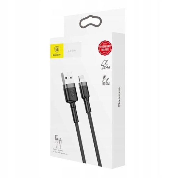 Cablu de date iPhone cu 8 pini, gri-negru, 0,5 m, 2,4 A, Baseus Cafule