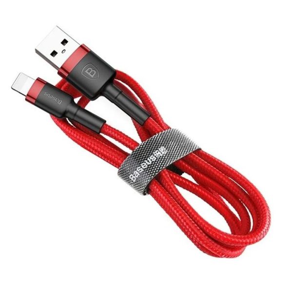 Cablu de date iPhone 8pin, rosu, 1m, 2.4A, Baseus Cafule