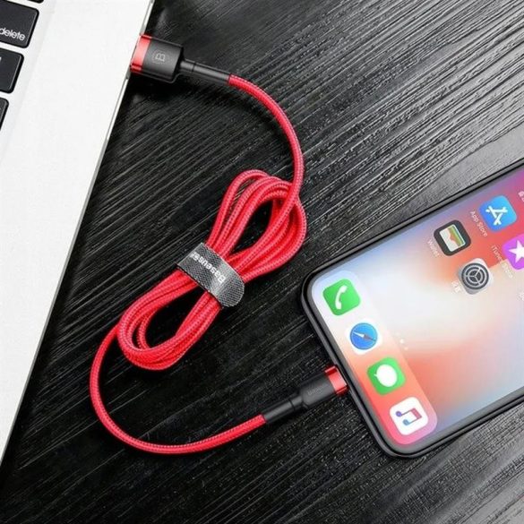 Cablu de date iPhone 8pin, rosu, 1m, 2.4A, Baseus Cafule