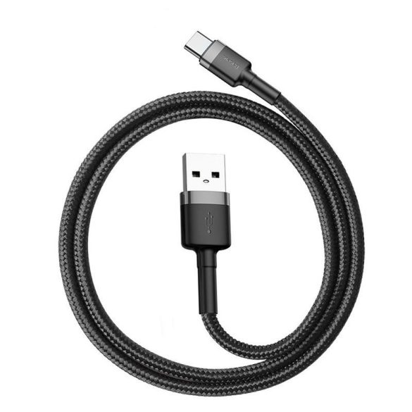 Cablu de date țesătură Baseus CATKLF-A91 tip C negru-gri 0,5 m 3A