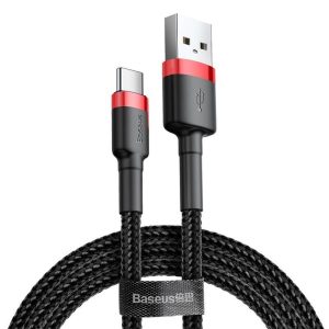 Cablu de date țesătură negru-roșu Baseus CATKLF-B91 Type-C 1m 3A