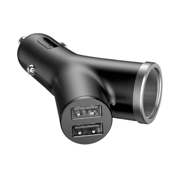 Cap de incarcare tigari, 2xUSB / port de expansiune bricheta, tip Y, lumina cu led, 40W, negru, Baseus CCALL-YX01