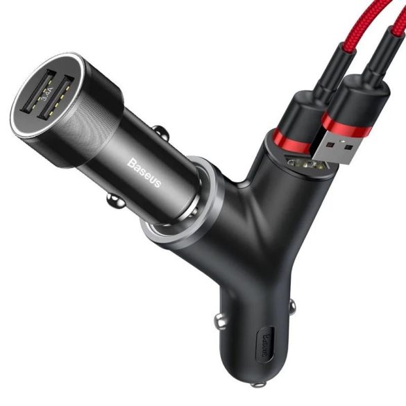Cap de incarcare tigari, 2xUSB / port de expansiune bricheta, tip Y, lumina cu led, 40W, negru, Baseus CCALL-YX01