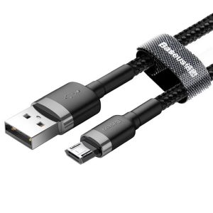 Cablu de date micro USB, negru-gri, 2m, 1.5A, Baseus Cafule