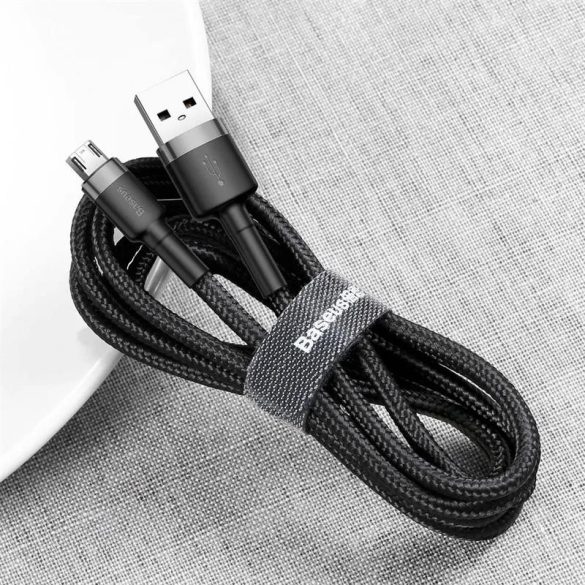 Cablu de date micro USB, negru-gri, 2m, 1.5A, Baseus Cafule