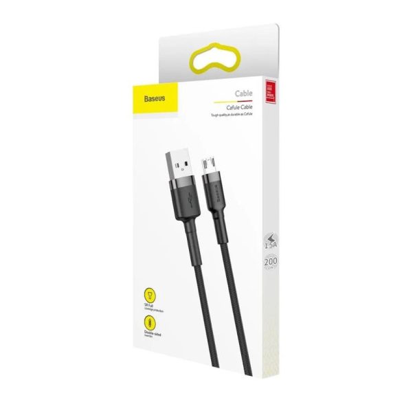 Cablu de date micro USB, negru-gri, 2m, 1.5A, Baseus Cafule