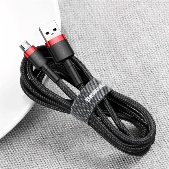 Cablu de date micro USB, negru-rosu, 2m, 1.5A, Baseus Cafule