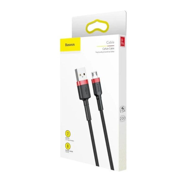 Cablu de date micro USB, negru-rosu, 2m, 1.5A, Baseus Cafule
