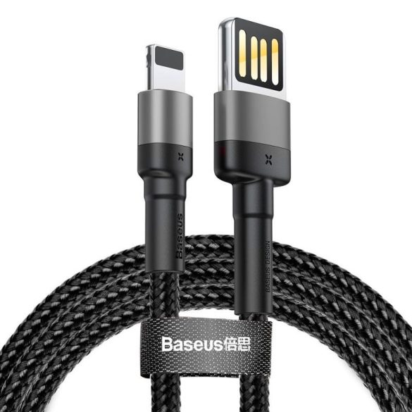 Baseus CALKLF-GG1 iPhone 8pin cablu de date din material negru cu două fețe 1m 2.4A