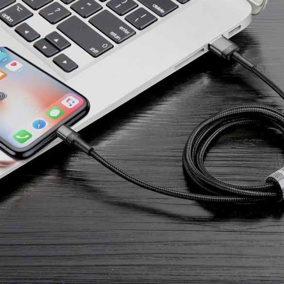 Baseus CALKLF-GG1 iPhone 8pin cablu de date din material negru cu două fețe 1m 2.4A