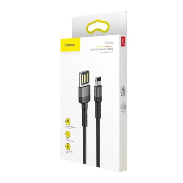 Baseus CALKLF-GG1 iPhone 8pin cablu de date din material negru cu două fețe 1m 2.4A