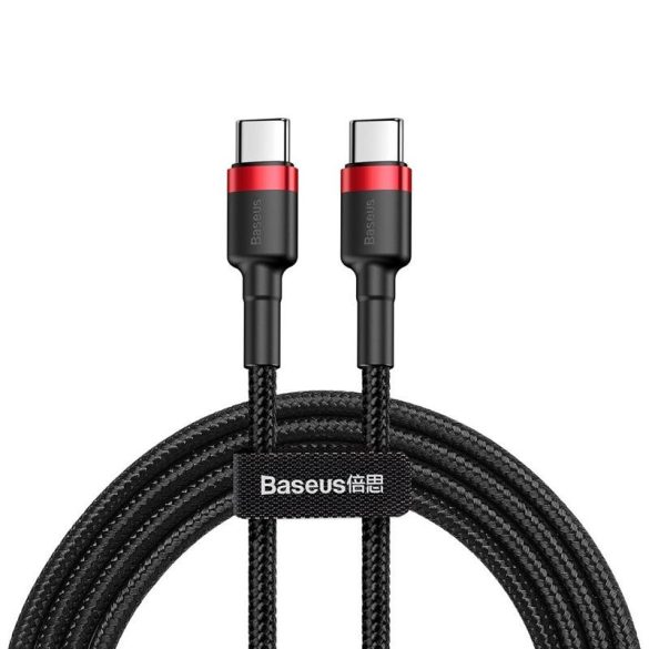 Cablu de date din țesătură Baseus Type-C - Type-C negru-roșu 2m 2A