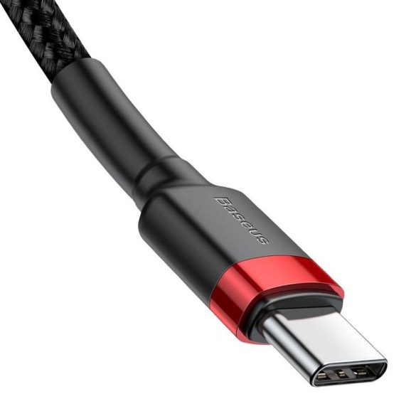Cablu de date din țesătură Baseus Type-C - Type-C negru-roșu 2m 2A