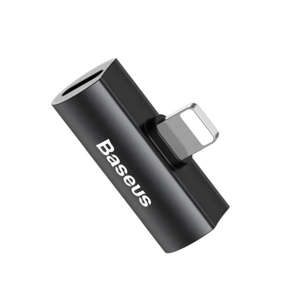 Adaptor audio/HF 2in1, iPhone 8pin - 2X iPhone 8pin, negru, Baseus CAL46-01