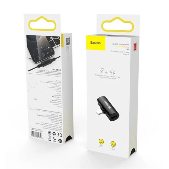 Adaptor audio/HF 2in1, iPhone 8pin - 2X iPhone 8pin, negru, Baseus CAL46-01