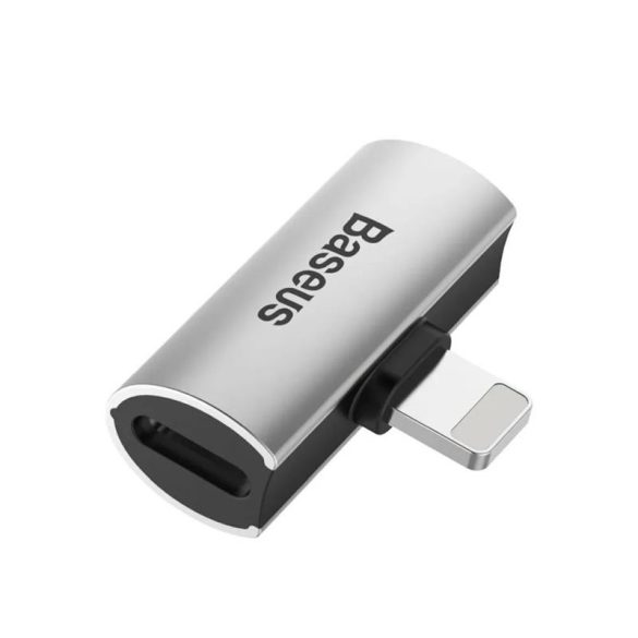 Adaptor audio/HF 2in1, iPhone 8pin - 2X iPhone 8pin, negru-argintiu, Baseus CAL46-S1
