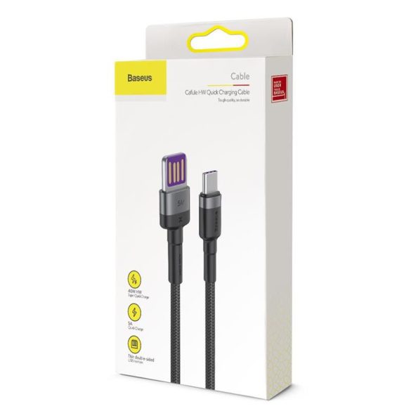 Cablu de date Baseus CATKLF-PG1 tip C din material negru-gri „Super Quick Charge” 1m 5A