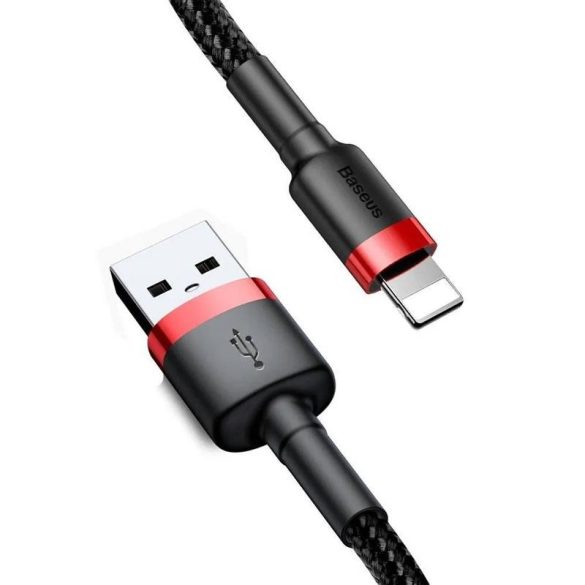 Cablu de date iPhone 8pin, negru-rosu, 3m, 2A, Baseus Cafule
