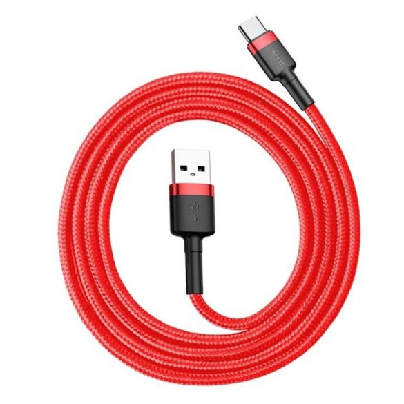 Tip C - Cablu de date USB-A, acoperit cu material, roșu, 3M, 2A, Baseus CATKLF-U09