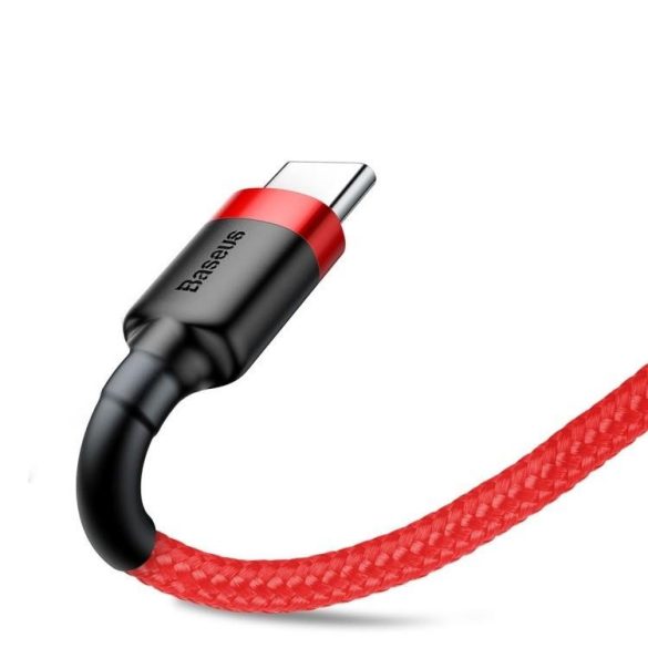 Tip C - Cablu de date USB-A, acoperit cu material, roșu, 3M, 2A, Baseus CATKLF-U09