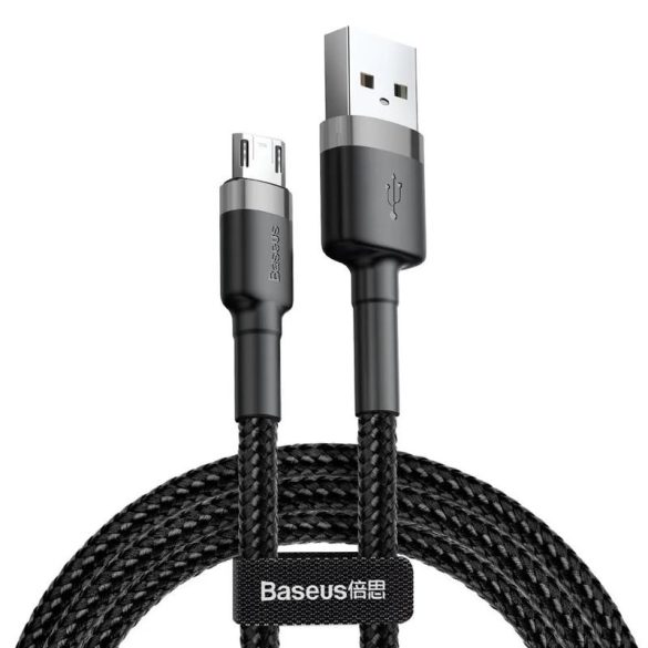 Cablu de date micro USB, negru-gri, 3m, 2.4A, Baseus Cafule