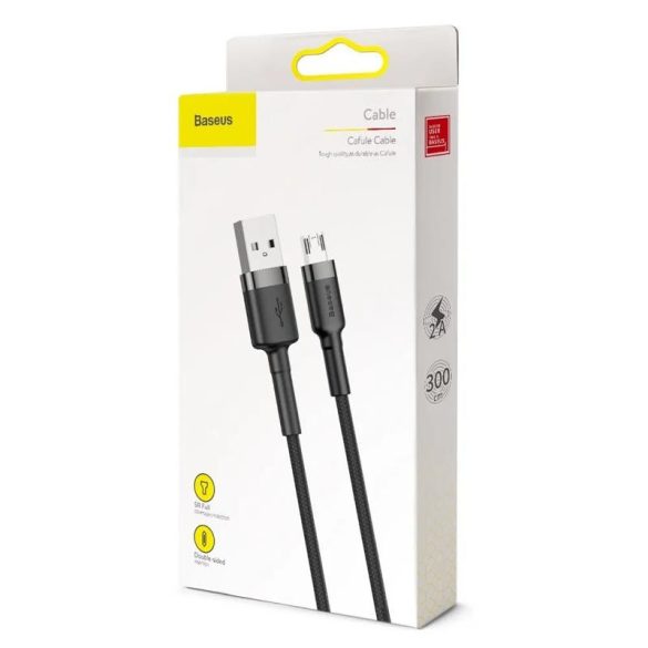 Cablu de date micro USB, negru-gri, 3m, 2.4A, Baseus Cafule