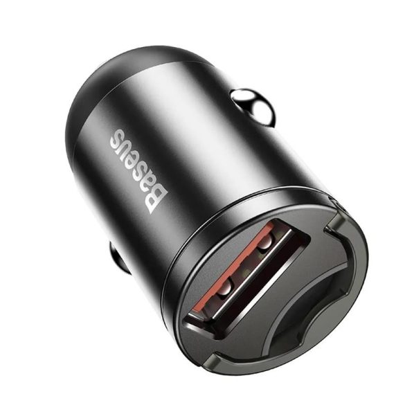 Cap încărcător țigări, 1xUSB, 5A, gri, cu lumină LED, Baseus Tiny Star